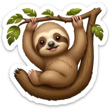 baby sloth on the tree sticker