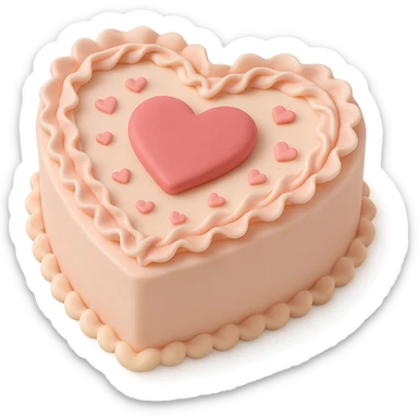 heart-shaped fondant cake with piped ruffles sticker