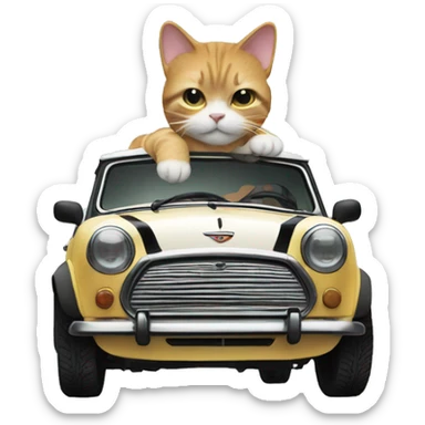 Cat driving Austin mini  sticker