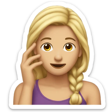 Women tucking hair behind ear sticker