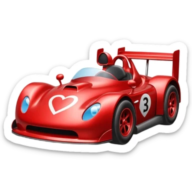 heart driving in a race car sticker