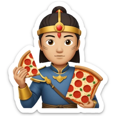 chinese ancient warrior with pizza sticker