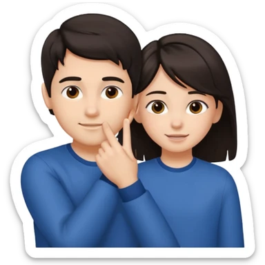 a boy putting a girls hair behind her ear gesture sticker