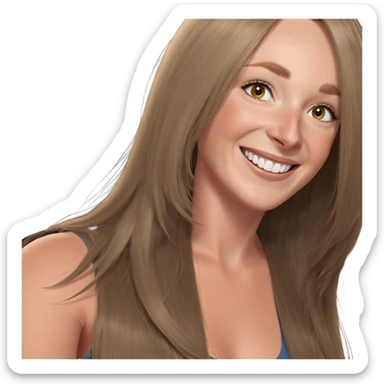 smiling girl with long hair sticker