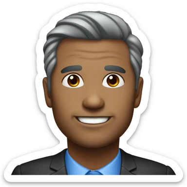 Homem de 54 anos 
Político e vereador azul 
Cabelos pretos rosto com linhas de espressão sticker