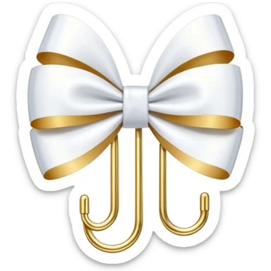 one gold paper clip with a white bow in the middle sticker