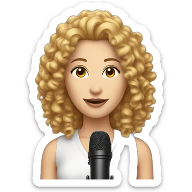 podcast host curly white woman with microphone sticker