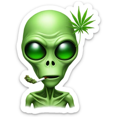 Weed smoking alien sticker