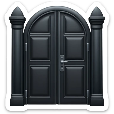 iOS emoji, minimal dark gate, sealed door, flat design sticker