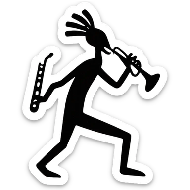 Kokopelli simple black with flute sticker