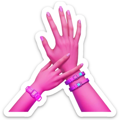 Neon cyberpunk style 
male hand holding female sticker