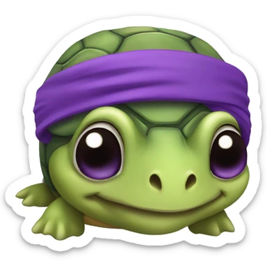 middle age turtle with purple head band sticker