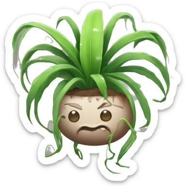 A magical sentient spider-plant who has a dirt ball at his center, who can walk, and long tendrils sticker