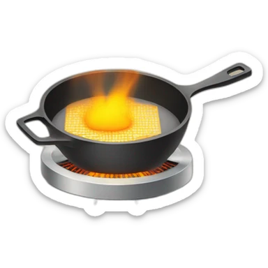 flaming microprocessor core duo in a frying pan sticker