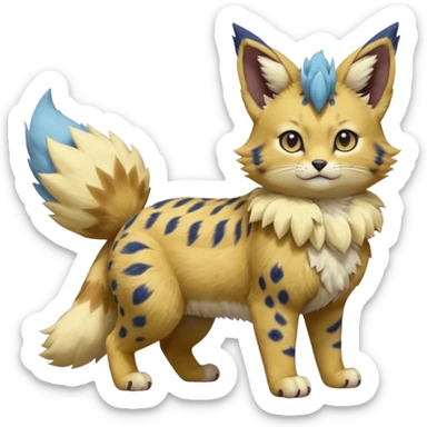 Blueberry-themed puffy fluffy thick bushy brownish soft realistic romantic vintage antique divine beautiful elegant pretty precious cute young youthful  Fakémon-Pokémon-feline-Zeraora-Jolteon-serval-caracal-chinchilla-Minccino-Cinccino-Meowstic-rodent-hybrid-creature (full body) sticker