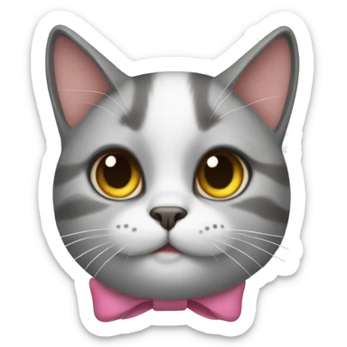 a cat wearing a bow sticker