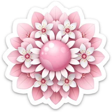 Cute Pastel pink and white Cherry Blossom Sakura Starburst Planet sticker