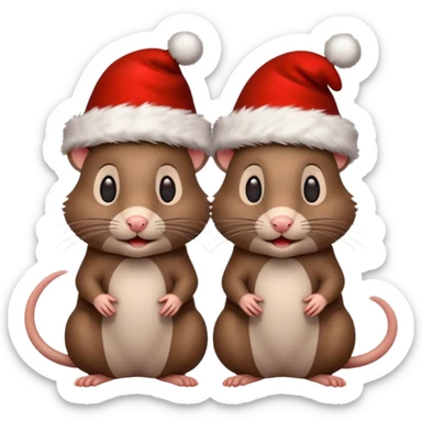 Rats with Christmas hats sticker