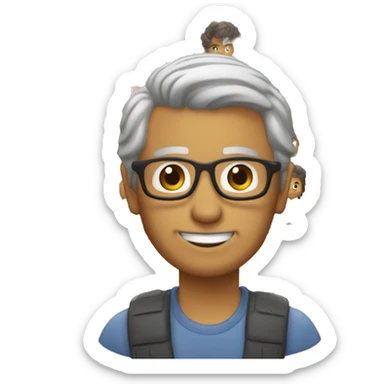 Persona poco pelo moreno con algunas canas de 50 años sticker