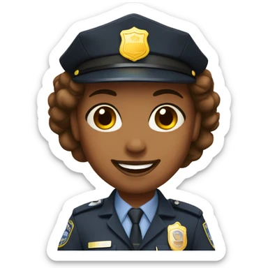 A police woman, brown skin, happy sticker