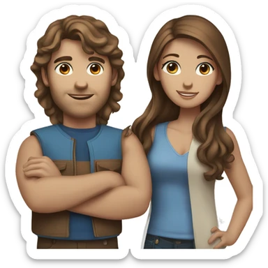 a blue-eyed, brown-haired couple sticker