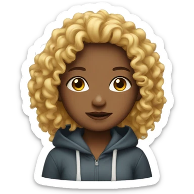 Curly girl with hoodie  sticker