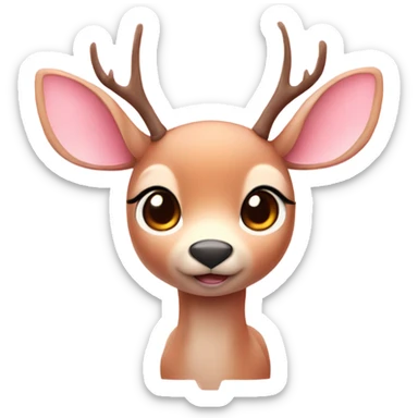 cute deer with small antlers and cute wings in soft pink  sticker