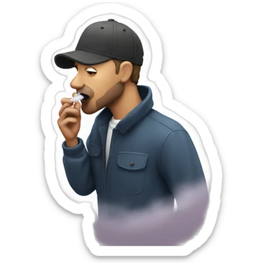 Man sucking vape sticker
