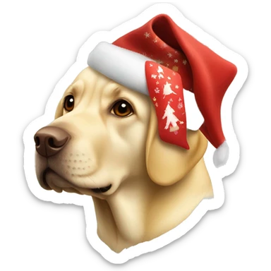 Yellow Labrador retriever with a Christmas hat surrounded by Christmas ornaments  sticker