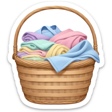 wicker basket with pastel laundry overflowing sticker