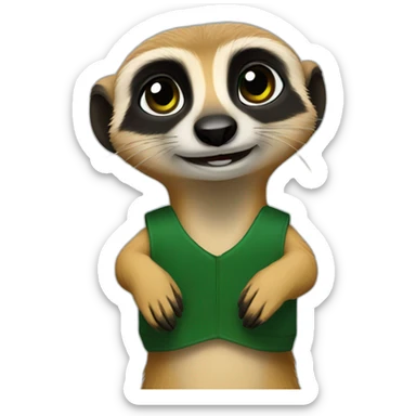 meerkat holding a dark green sleeveless sticker