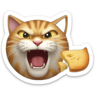 Enraged cat eating sticker