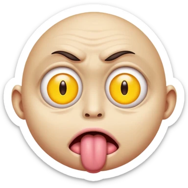 ugly pleading with eyes yellow emoticon🥺👀 emoji with tongue out sticker