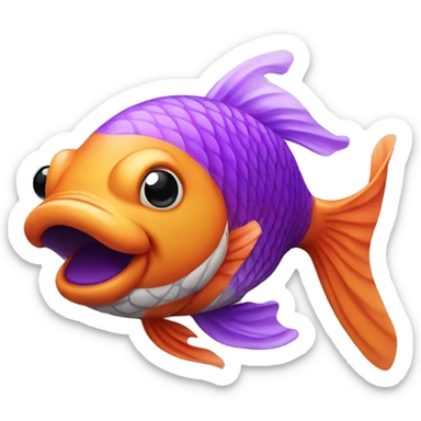 Koi fish with a purple mustache  sticker