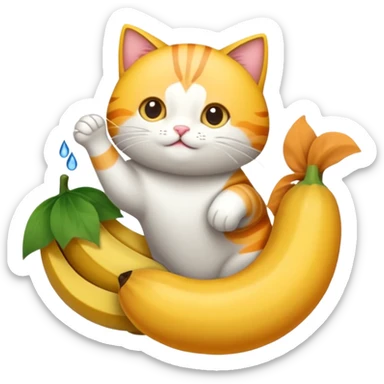 Котик рижий с белыми пятнами кушает рибу  sticker