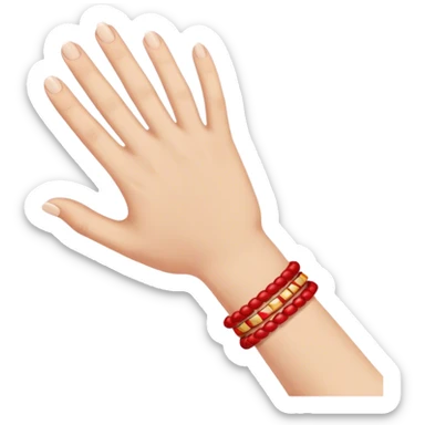 One hand with red bracelet thread  sticker
