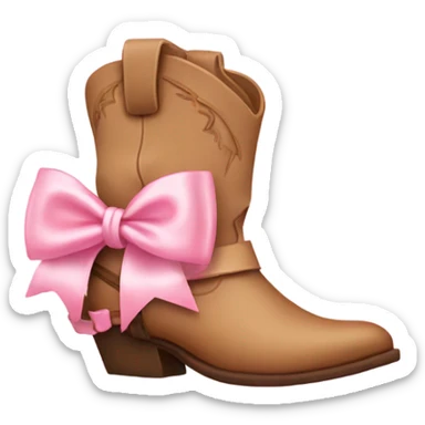 Cowboy boots with light pink bow  sticker