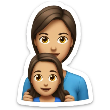maman brune avec sa fille sticker