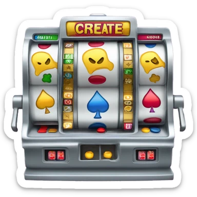 Create an emoji of a slot machine with three thumbs up across the top reel and the word like across the bottom reel and like money signs or coins coming out? sticker