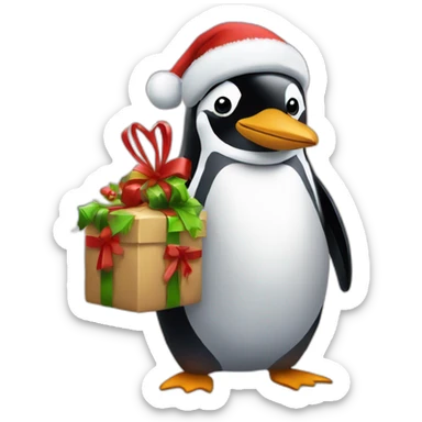 Pinguin mit einem Weihnachtsmarkt hut sticker