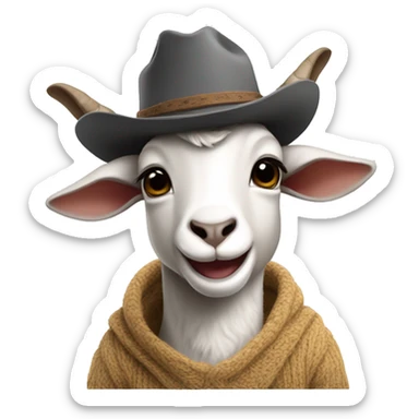 Mini goat wearing a cowboy hat and a sweater sticker
