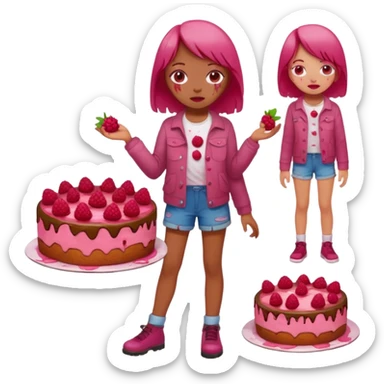 Raspberry torte human full body girl sticker