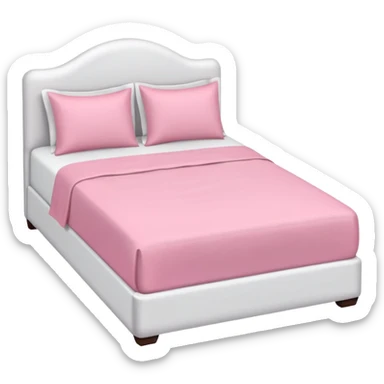 a white aestetic bed with pink linens  sticker