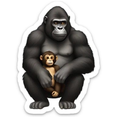 a gorila with a monkey sticker