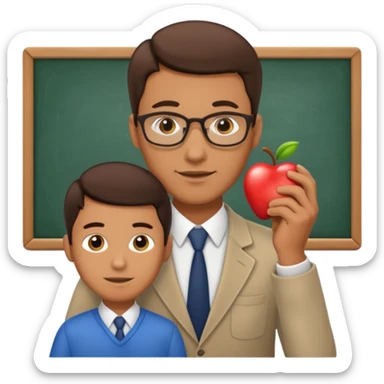 male teacher helping student sticker