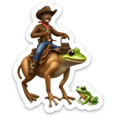 cowboy riding a frog sticker