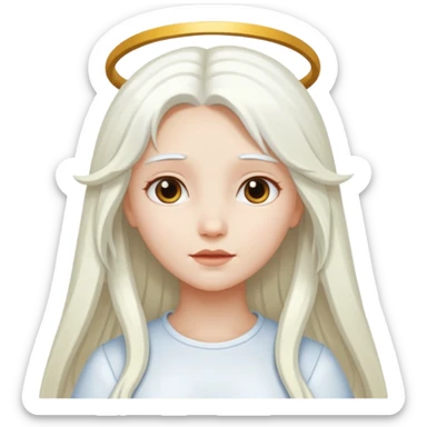 A girl angel with white skin and long white hair  sticker