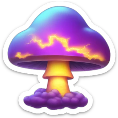 radioactive lightning bolt smiley glow cloud mushroom sunset futuristic smiley face sticker