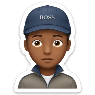 Haz un Niño moreno con una gorra Hugo boss sticker