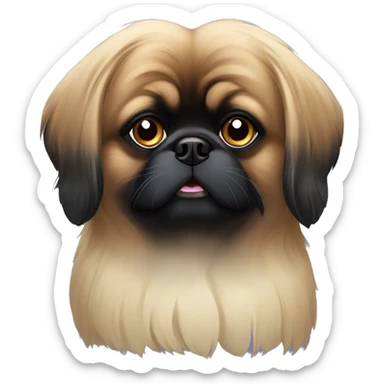 A black dog of the Pekingese breed sticker